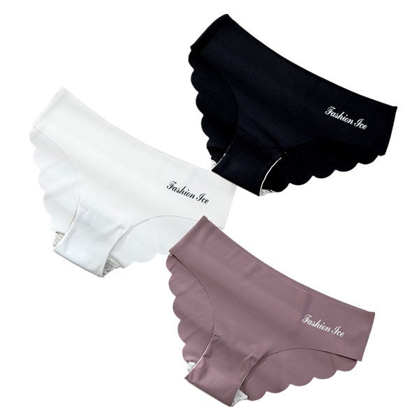 Seamless Scalloped Edge Panties - No Show Briefs for Women Panties For Women Seamless Panty Set Solid Invisible