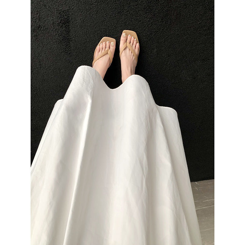 Elegant Square Toe Leather Flip-flops For Women's