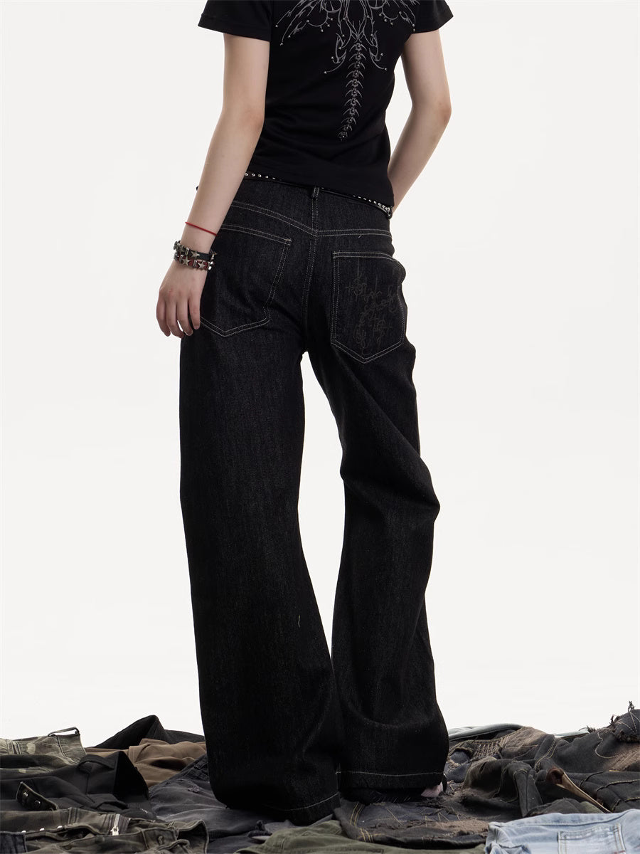 American Retro Cleanfit Wide Leg Jeans Straight Casual Mopping Trousers