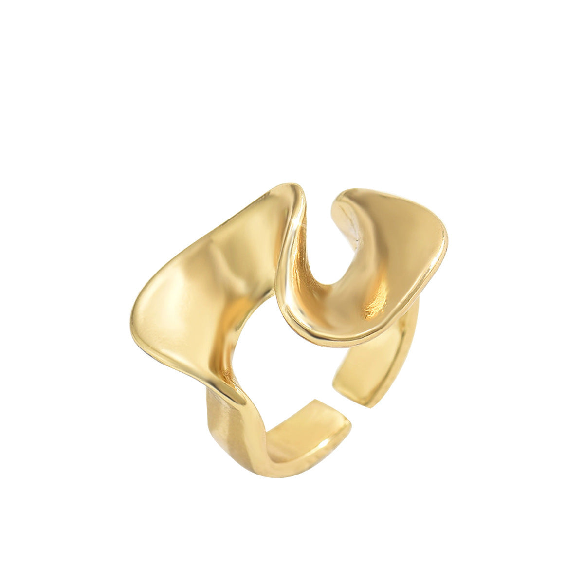 Artistic Fluid Design Gold Ring | Bold & Minimalist Index Finger 18K Electroplating Adjustable All-Match Ring