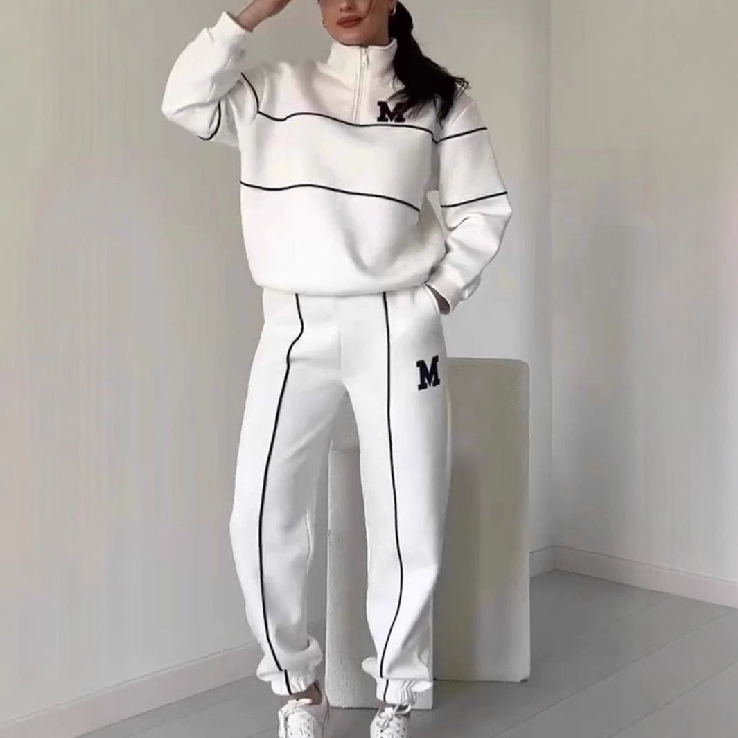 Michigan Varsity Lounge Set – Cozy Fit, Classic Edge Women's 2 Piece Outfits Lounge Hoodless Pullover Sweatshirt Sweatsuit Sets Sweatshirt Baggy Fashion Sweatpants With Pockets