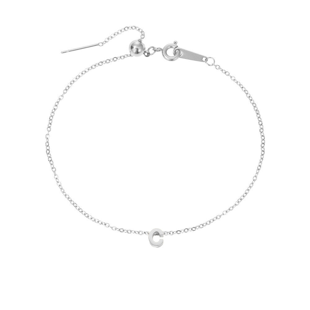 Minimalist Initial Charm Bracelet – Personalized Elegance in Gold & Silver 26 Letters Fashion Personality Stainless Steel Letter Bracelet