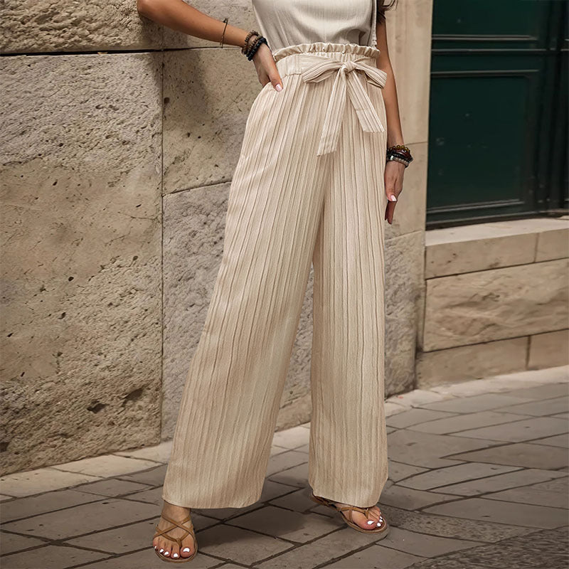 Comfortable New Tied Lotus Leaf Elastic Trousers For Women's