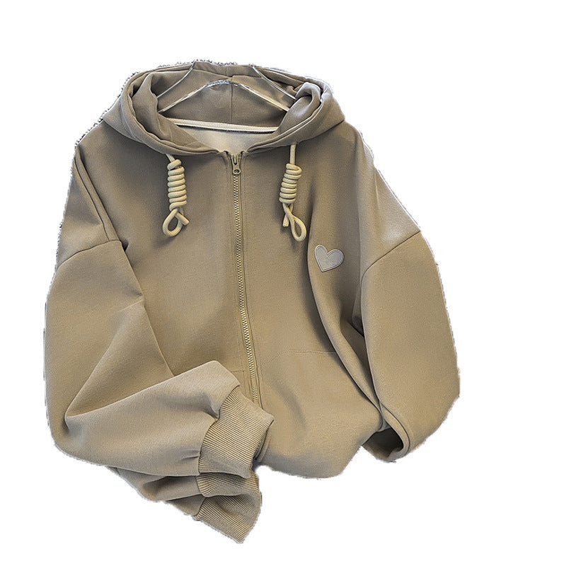 Loose Korean Long Sleeve Top Zippered Cardigan Coat