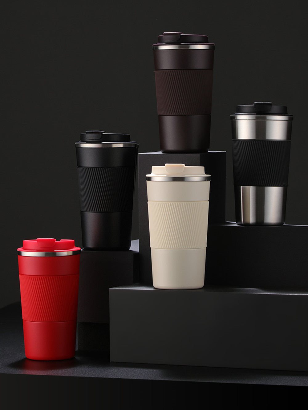 Portable Thermal Tumbler with Non-Slip Grip Coffee Mug Insulation Mug Ceramic Liner Portable Student Simple