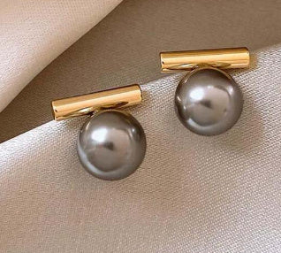 Minimalist Pearl & Bar Drop Earrings | Chic Everyday Jewelry Women's Metal Pearl Stud Earrings