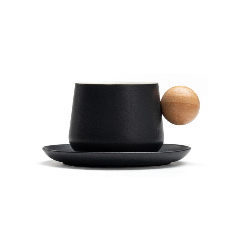 Elegant Black & White Ceramic Mug with Coaster Ceramic High Value Coffee Mug