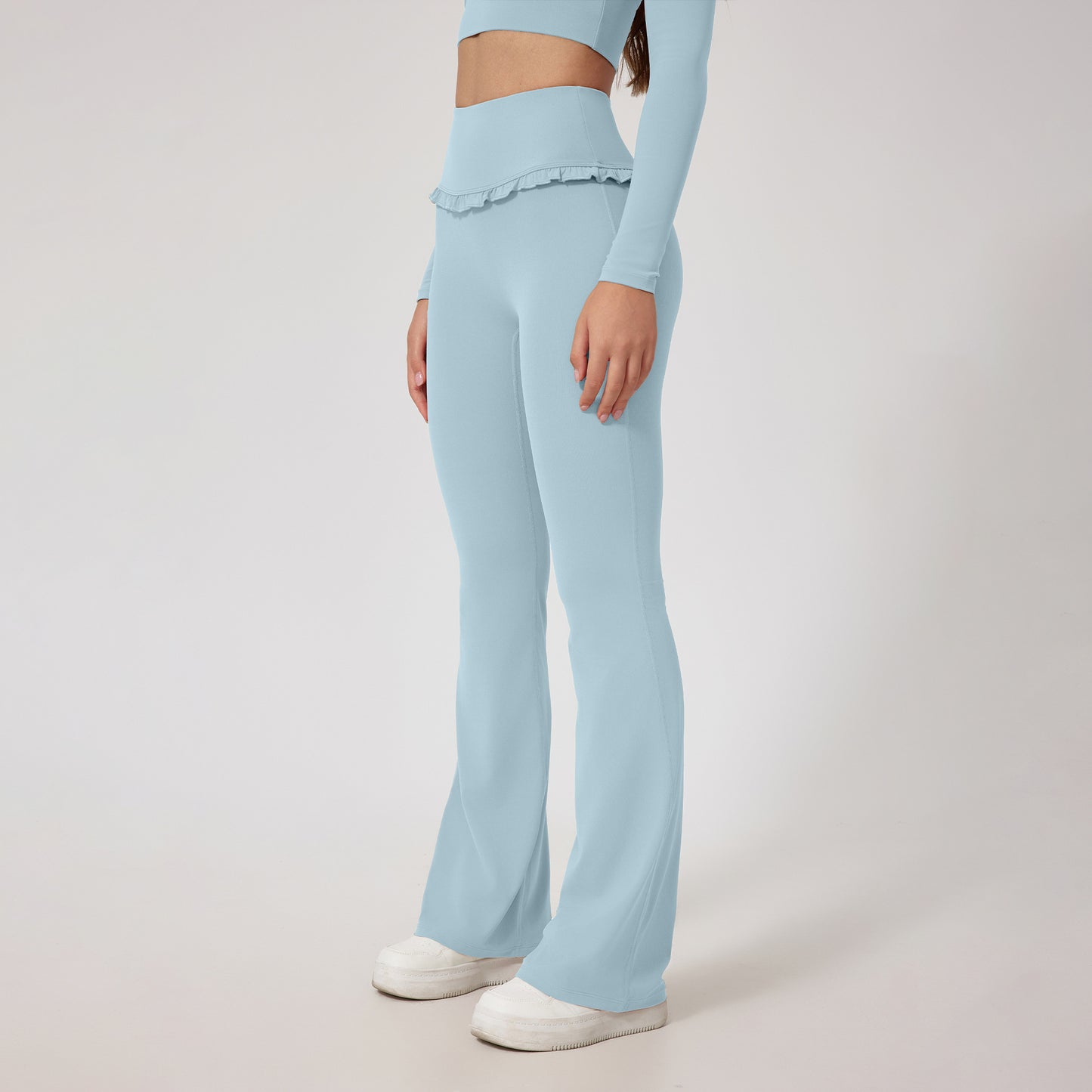 Flare & Flex Ruffle Pants – Sweet Details, Fierce Comfort High Waist Hip Lift Lace Nude Feel Yoga Pants Running Fitness