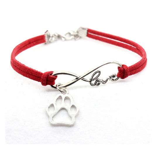 Cute Dog Paw & "Love" Infinity Friendship Bracelet Jewelry Simple Style Hand-woven Infinite Love Pet Bracelet
