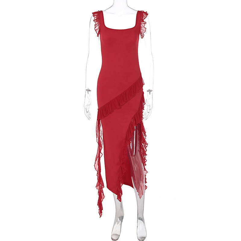 Versatile Fashionable Stringy Selvedge Stitching Temperament Bodycon Dress