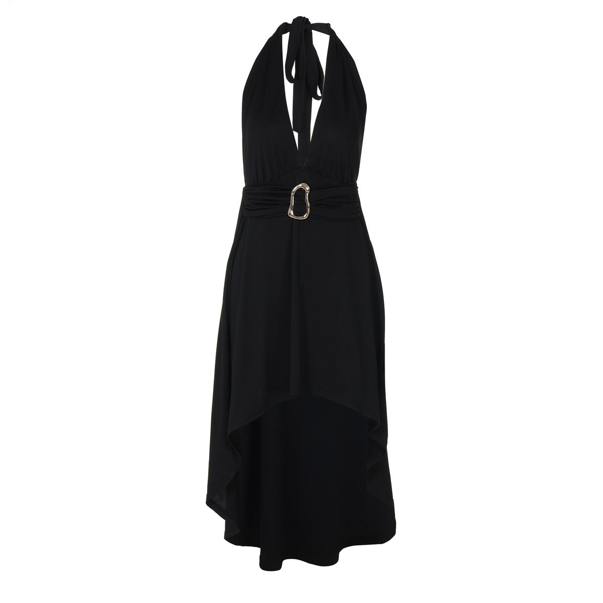 Fashion V-neck Lace-up Mid Waist Dress For Women's