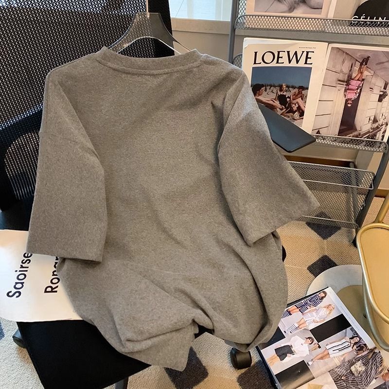 Gray Heart Shape With Diamond T-shirt For Women