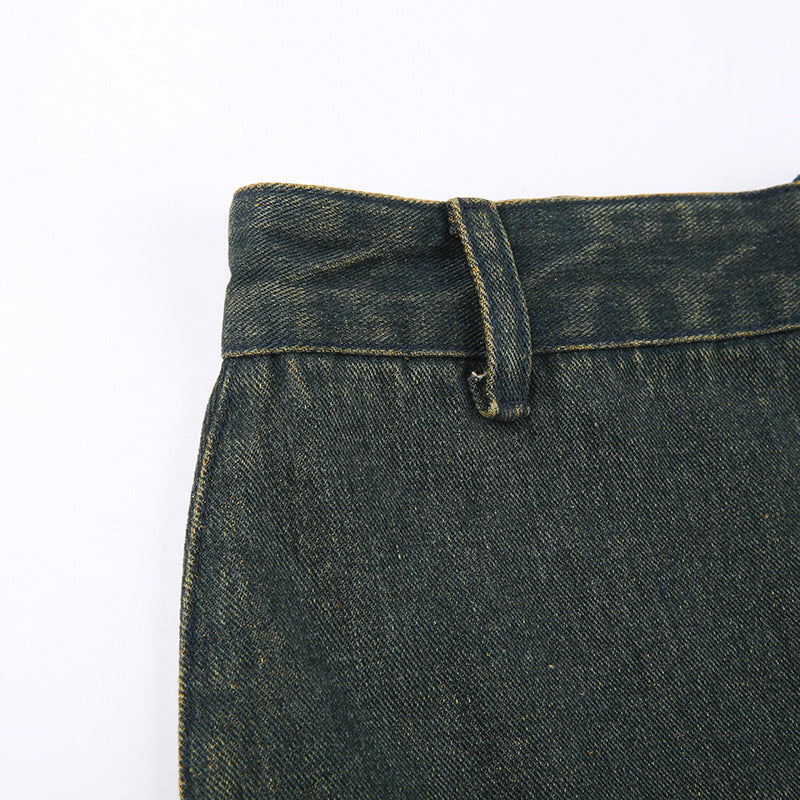 Five-pointed Star Retro Fishtail Denim Skirt For Women