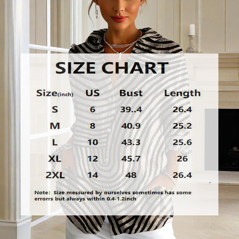 Striped Long Sleeve Shirt - Button-Up Casual Loose Fit Blouse, Spring & Fall Relaxed Top