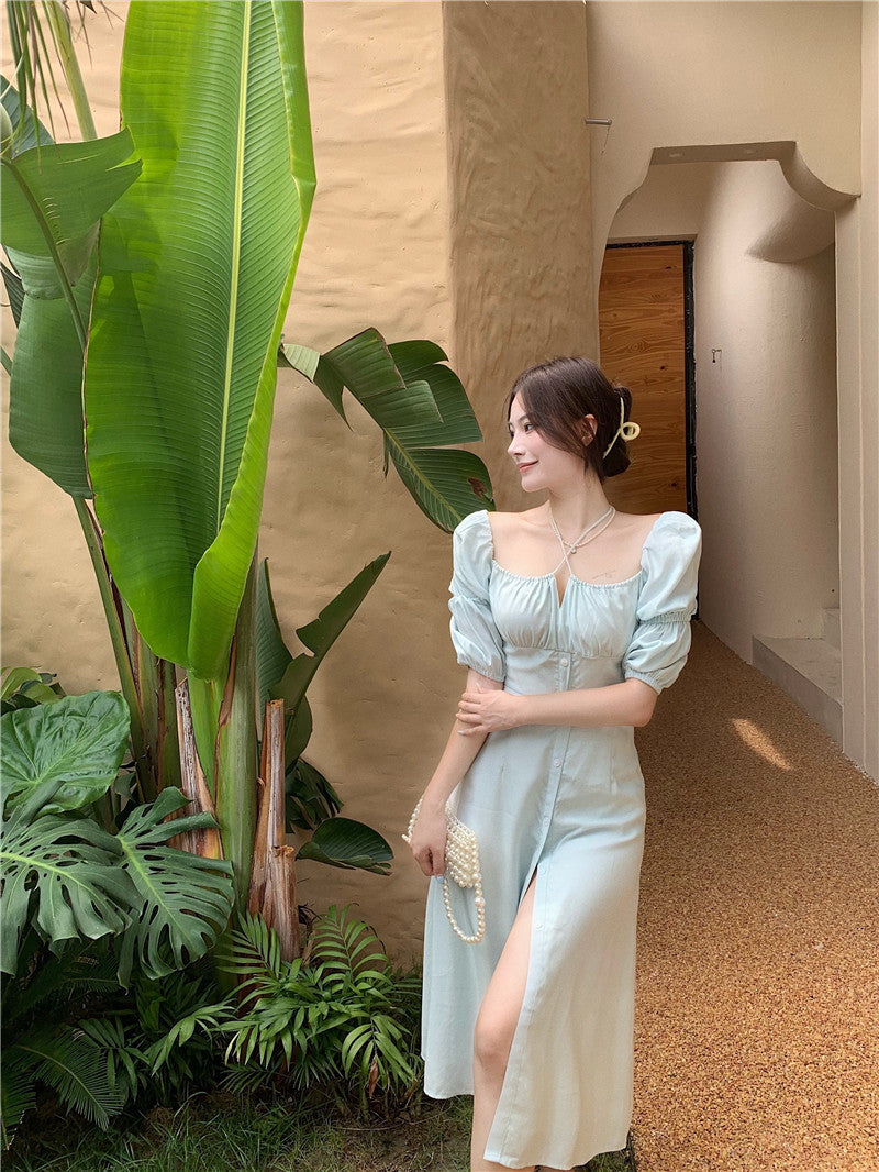 Aesthetic Chic Square Neck Maxi Party Wear Dress