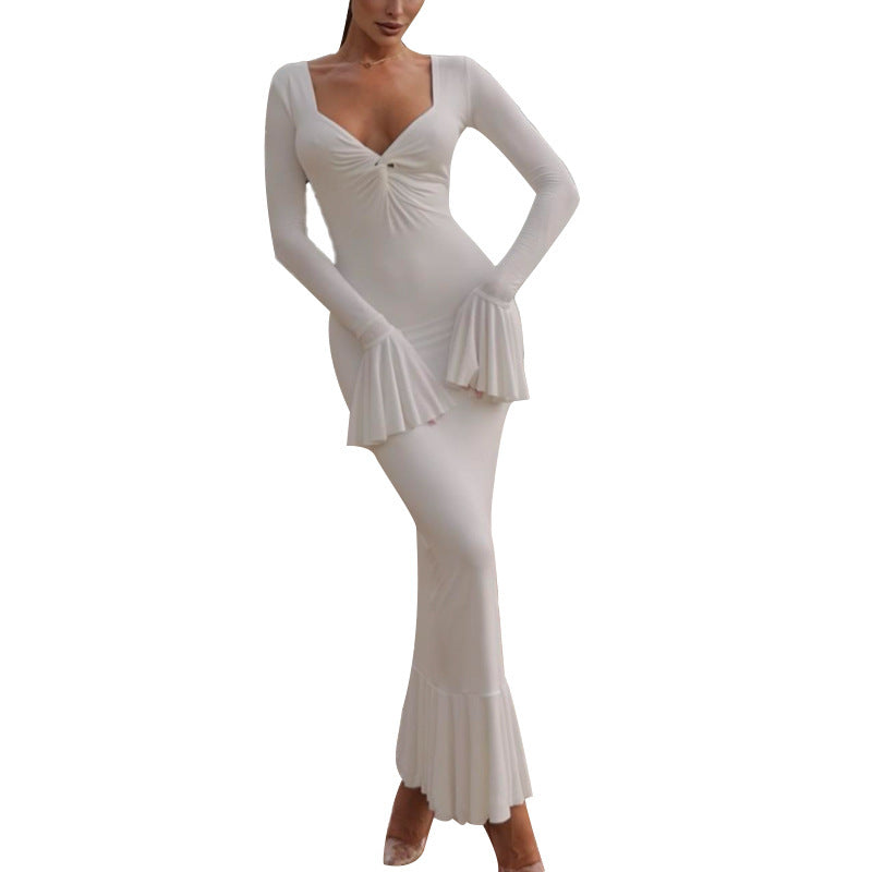 Women's Autumn Fashion Twist Bell Sleeve Dress