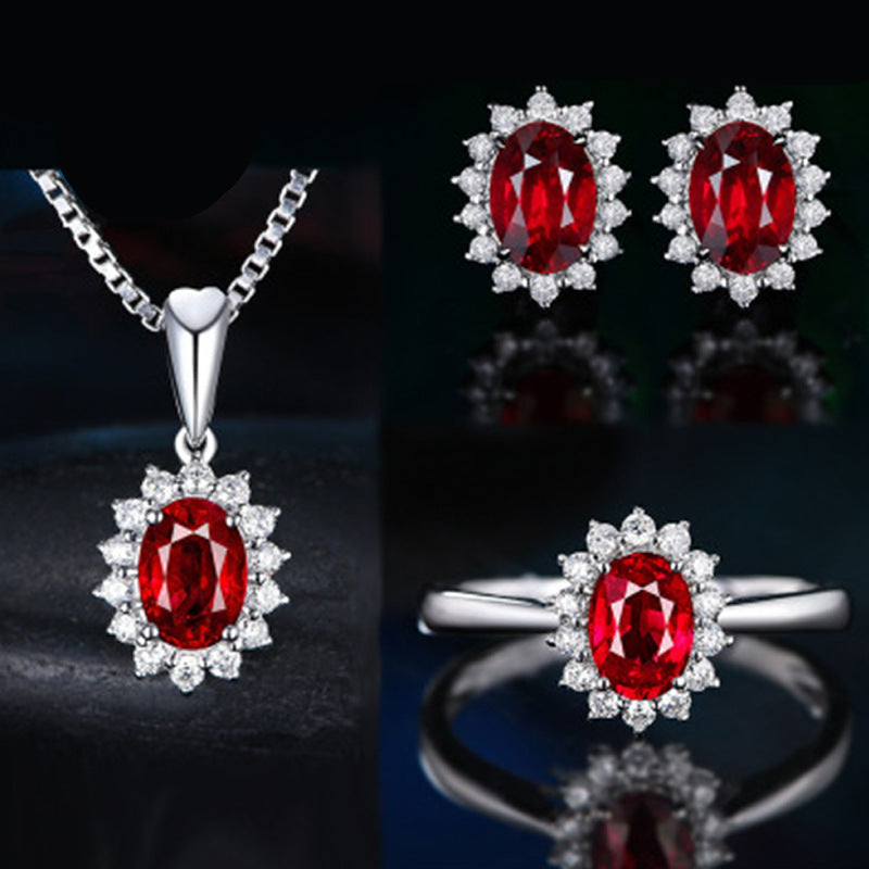 Elegant Radiance Jewelry Sets – Sparkle in Every Color Blue Red Yellow Green Purple White Gemstone Zircon Necklace Suit
