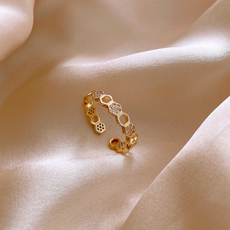 Woven Twist Net Celebrity Ring Women