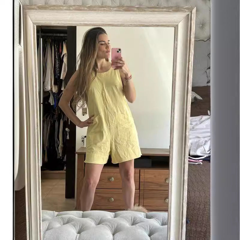 Sleeveless Shorts Jumpsuit With Pockets Fashion Beach Pants Summer Clothing