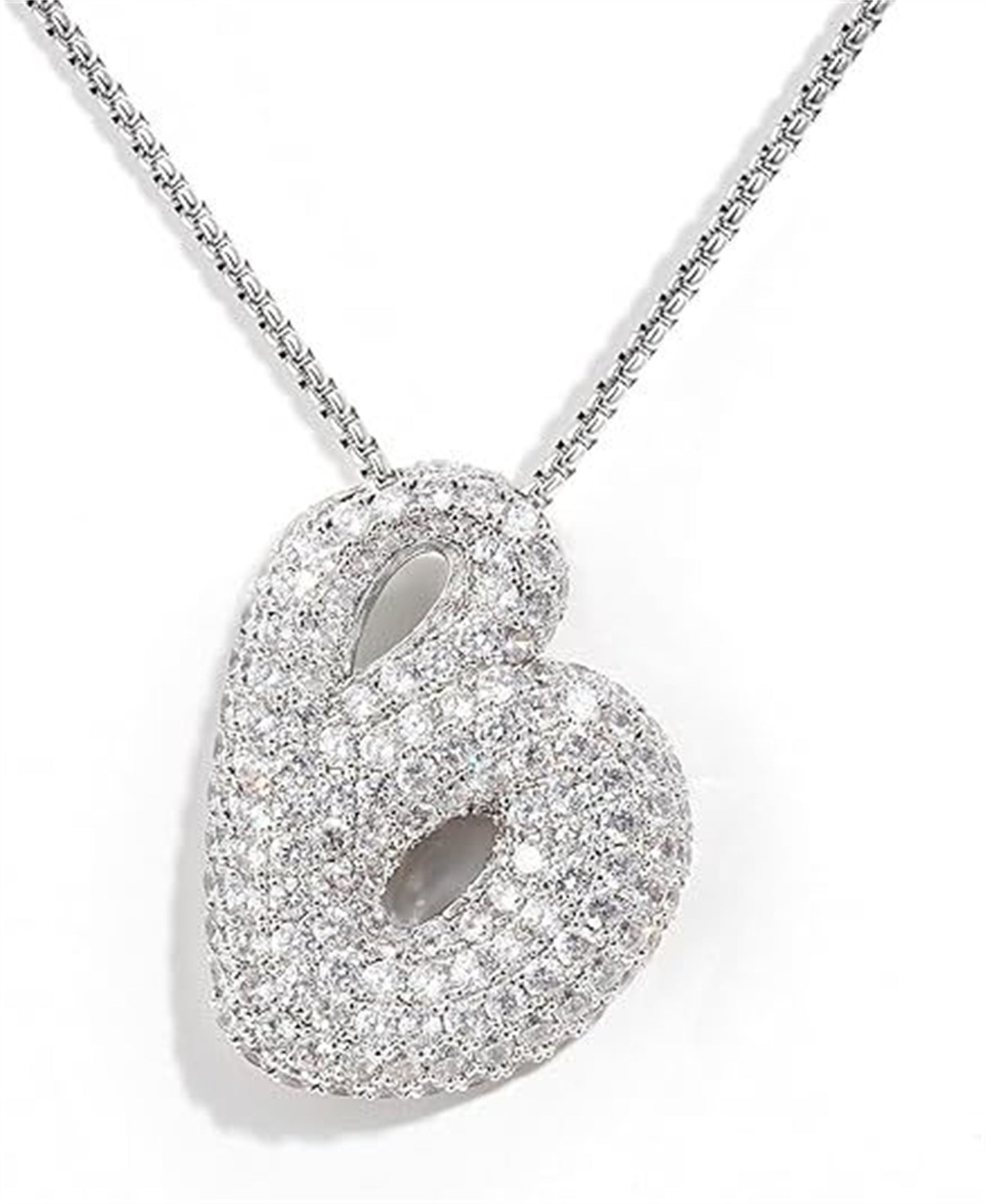 Custom Initial Necklace | Sparkle Alphabet Pendant Brass Zircon Balloon English Letter Necklace