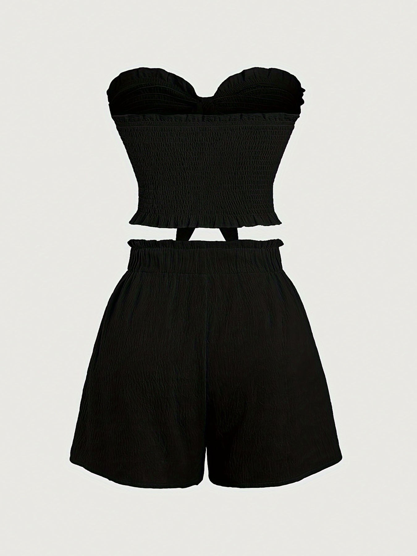 Elegant Resort Party Sleeveless Two-Piece Set Sexy Slim-Fit Stretch Wrap Top With Matching Shorts