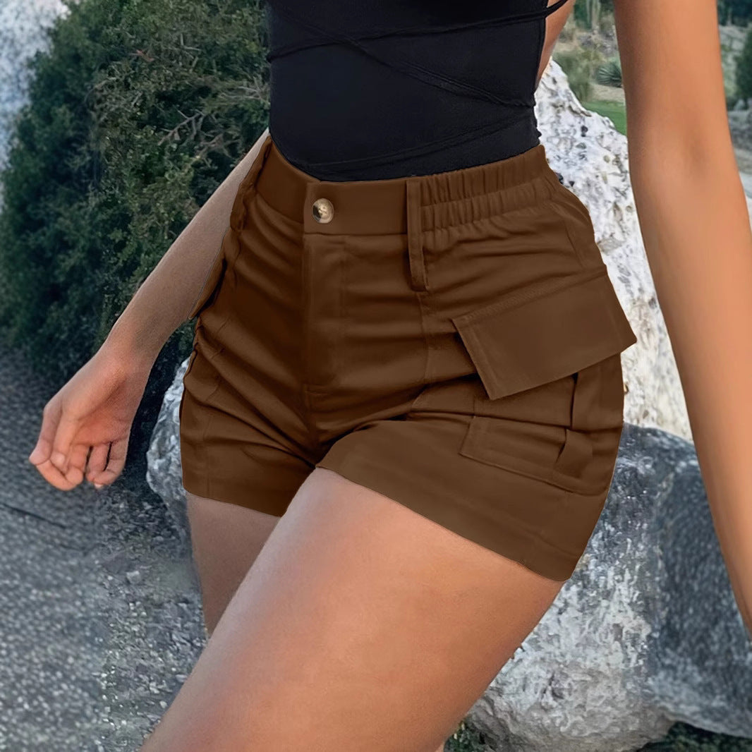 Summer American Casual Solid Color Shorts For Women's
