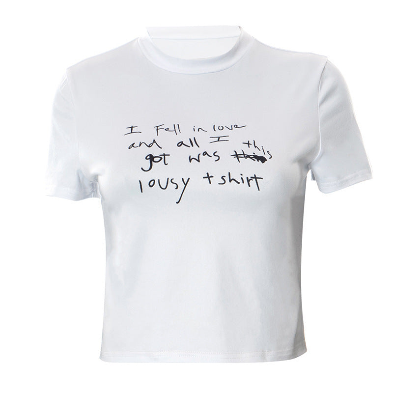 Round Neck Pullover Letter Print Casual Women's T-shirt