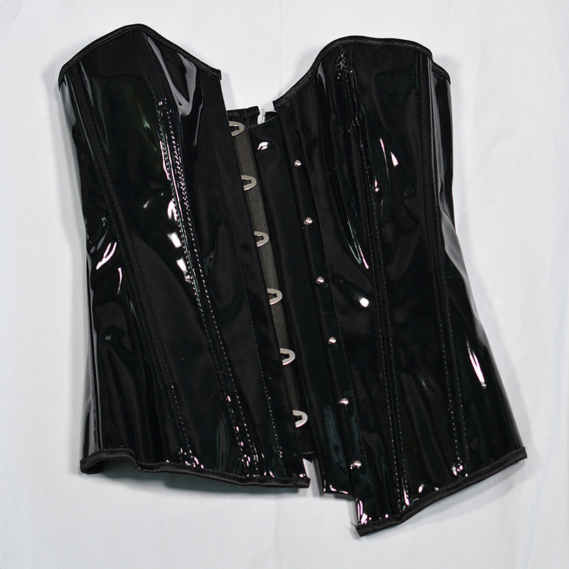 Sexy Black Patent Leather / Faux Leather Over bust Corset Bright Pitot Chest Shaping Clothes