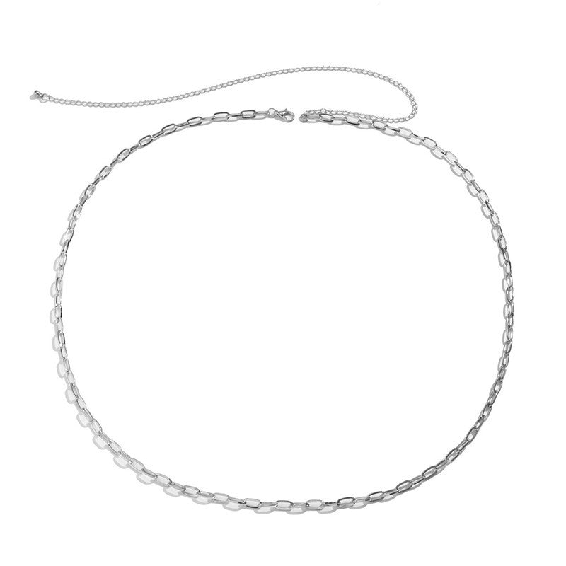 Minimalist Paperclip Waist Chain | Trendy Oval Link Belly Chain | Dainty Gold & Silver Hip Chains Cold Wind Single-layer Metal Chain Waist Chain