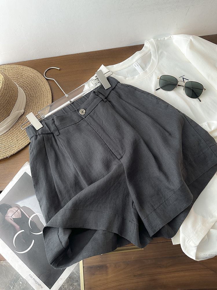 Fashionable Slimming Woven Belt Linen Shorts
