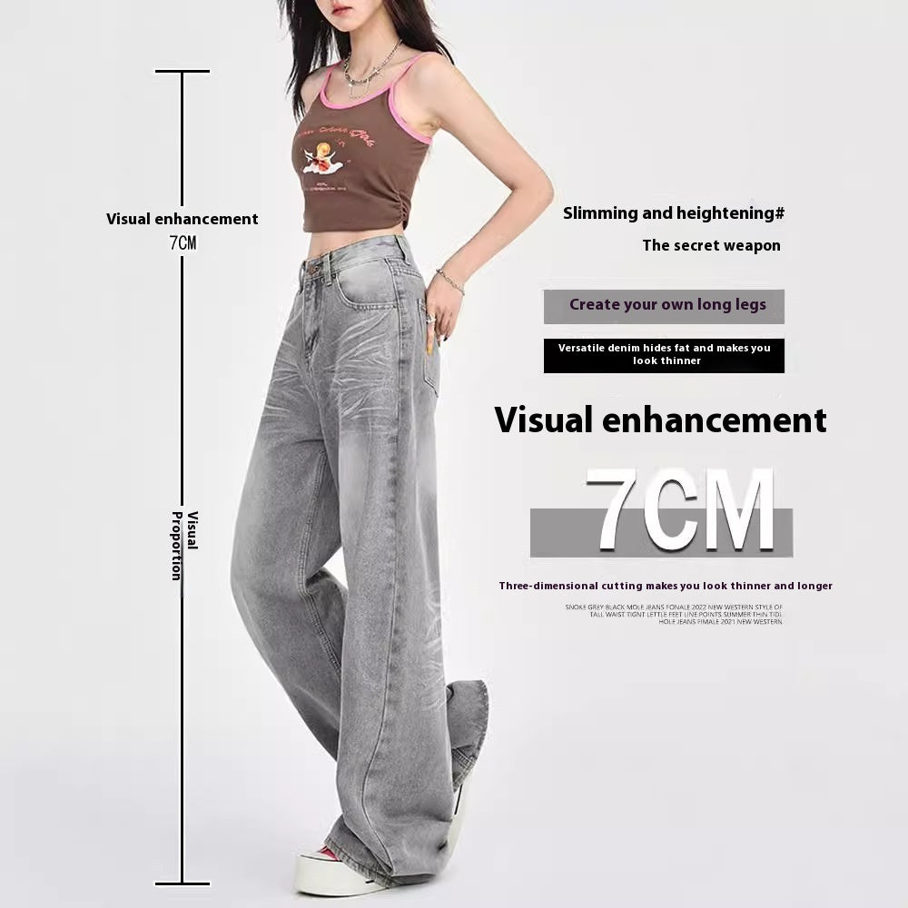 Sculpt & Style – High-Rise Shaping Wide-Leg Jeans Autumn Retro Loose Low Waist Straight Jeans For Women