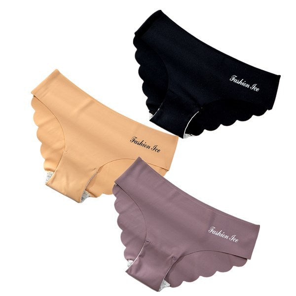 Seamless Scalloped Edge Panties - No Show Briefs for Women Panties For Women Seamless Panty Set Solid Invisible