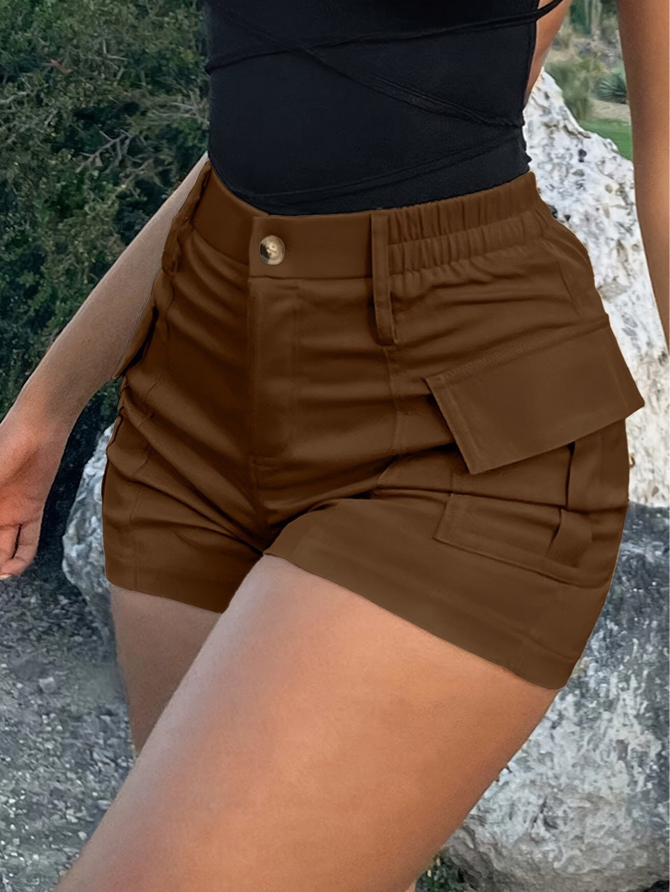 Summer American Casual Solid Color Shorts For Women's