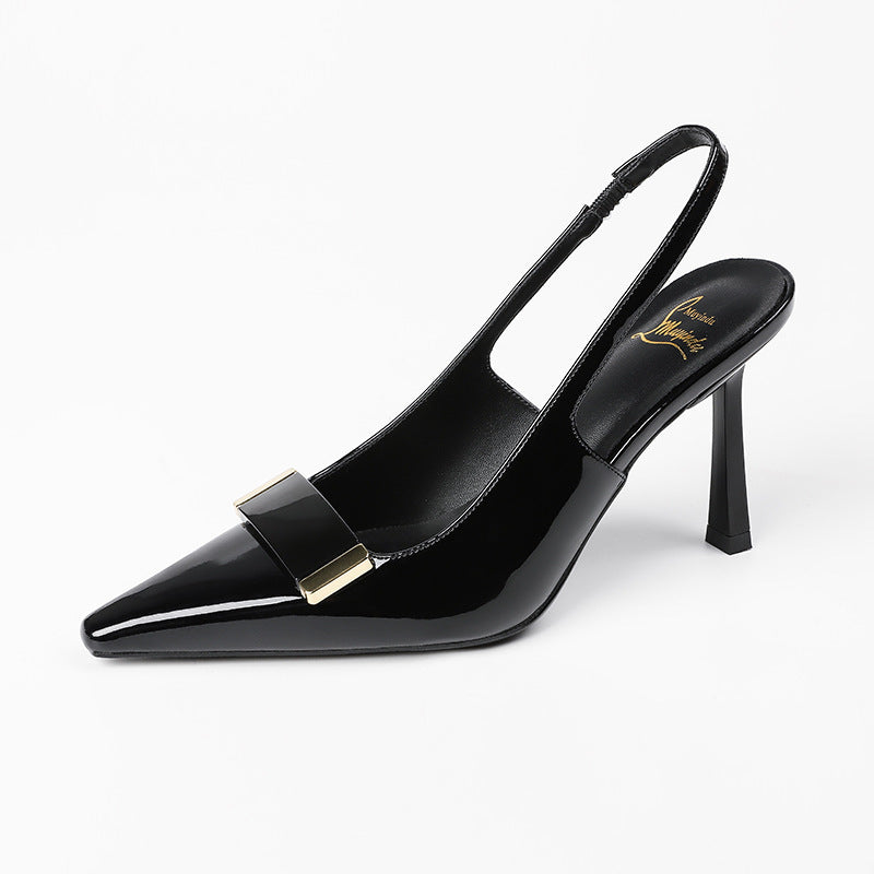 Square Toe Women's Toe Cap Sandals Low-cut High Heels