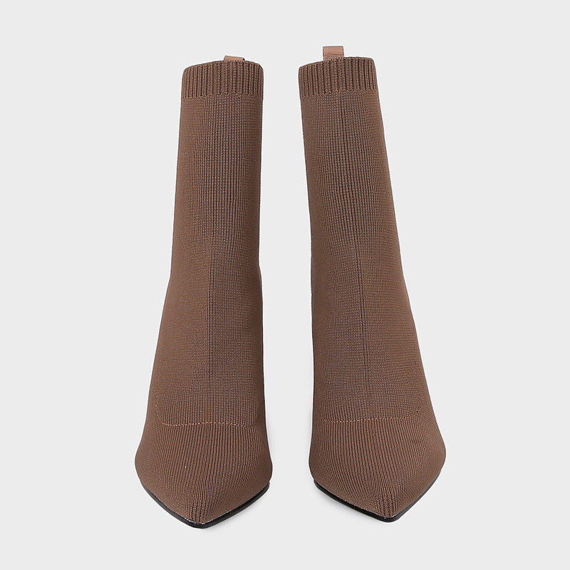 Geometric High Heel Chunky Heel Retro Ankle Boots Elastic Socks Boots Women