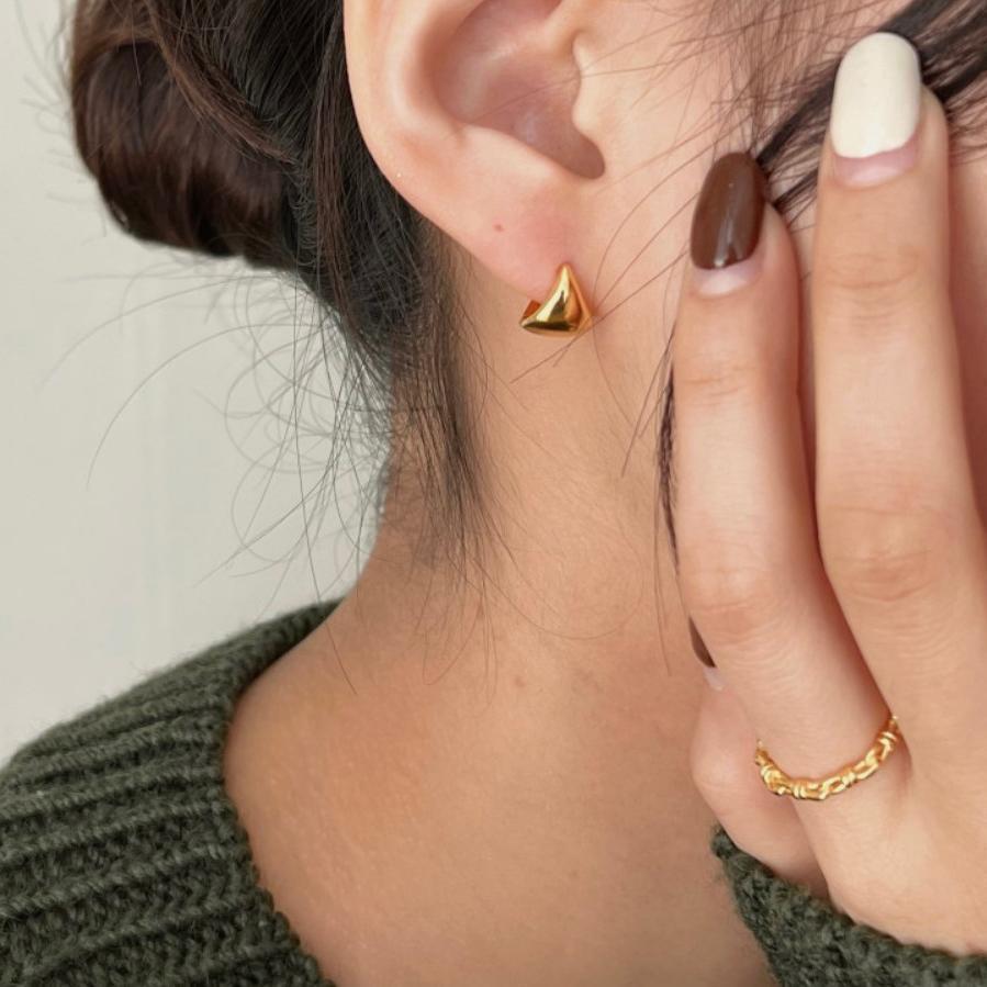 Minimalist Teardrop Stud Earrings Sterling Silver Oval Earring Personality