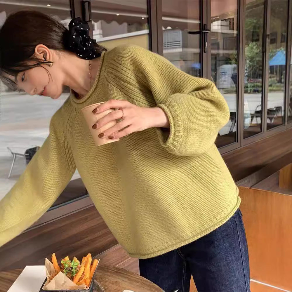 Cloud Knit™ Balloon Sleeve Pullover – Ultra Soft & Chic Comfort New Korean Style Gentle Pullover Top