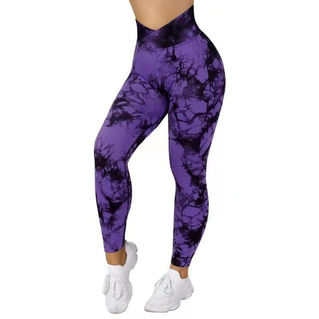 Tie-Dye Seamless Scrunch Leggings – Bold Prints, Sculpted Fit Yoga Pants Push Up Sport Fitness Running Gym Leggings