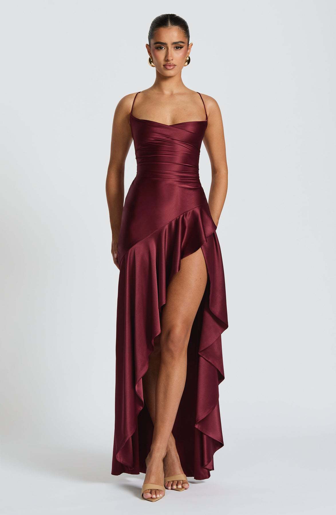 Backless Ruffles Irregular Dress Summer Fashion Evening Party Club Split Suspender Maxi Dresses Clothing