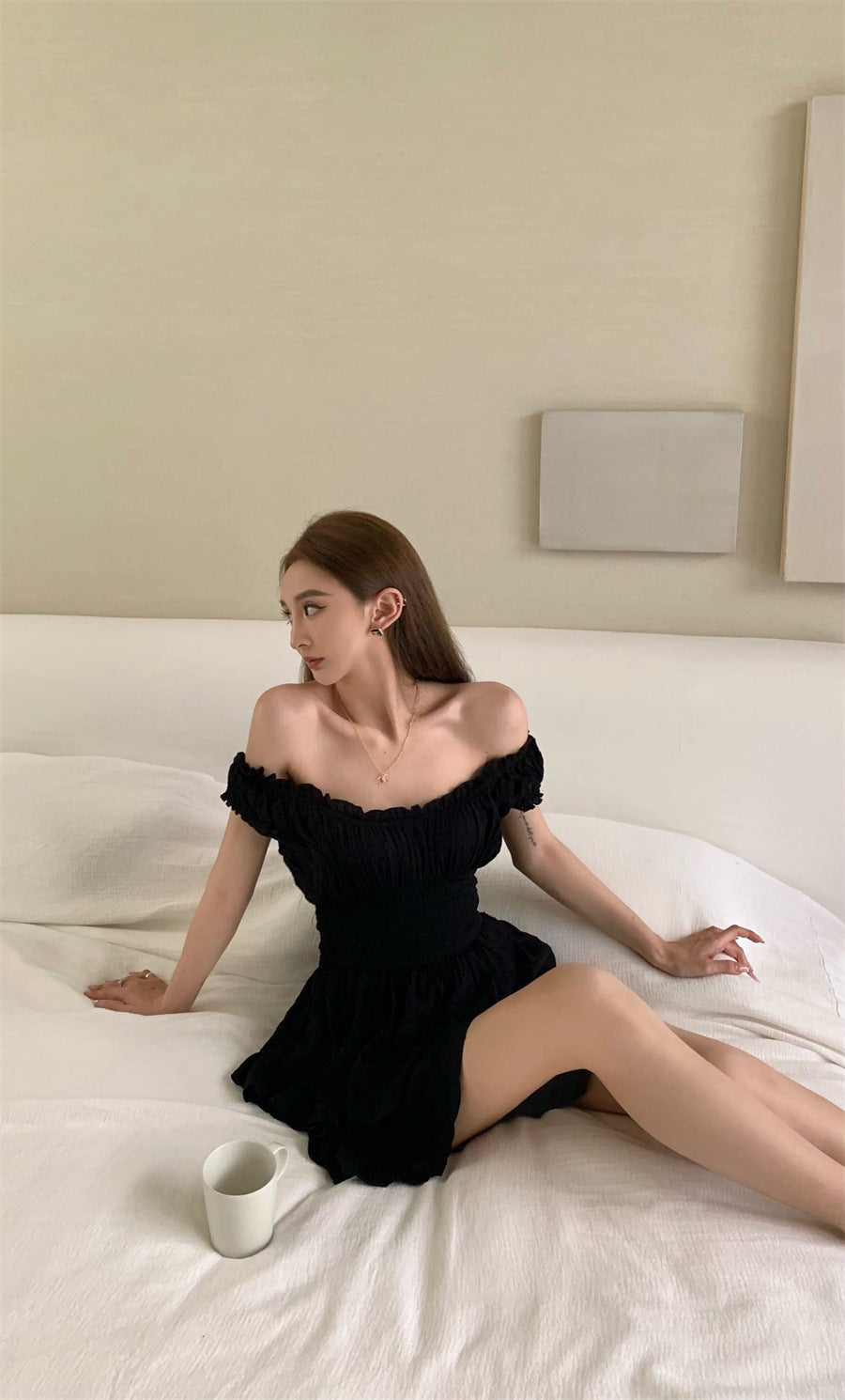 Summer Women's Black Collar Dress For Women's