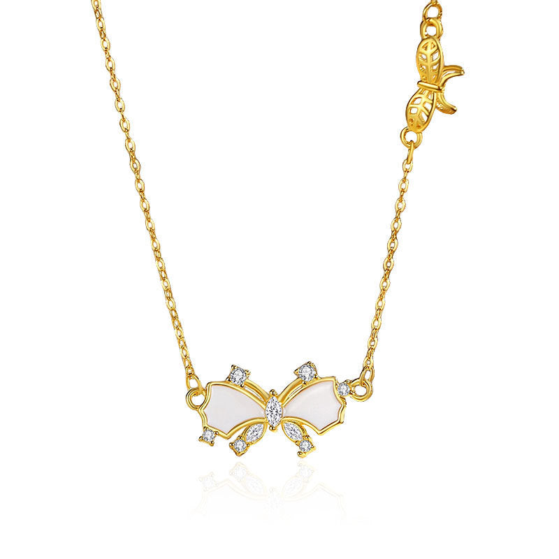 S925 Silver Fantasy Butterfly Necklace South Korea Korean Style Clavicle Chain