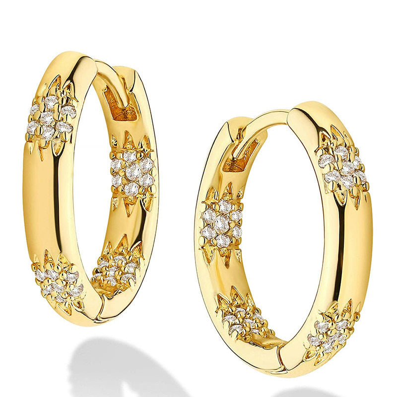 Elegant Gold Plated Pave Zircon Huggie Hoop Earrings Style Earrings For Women