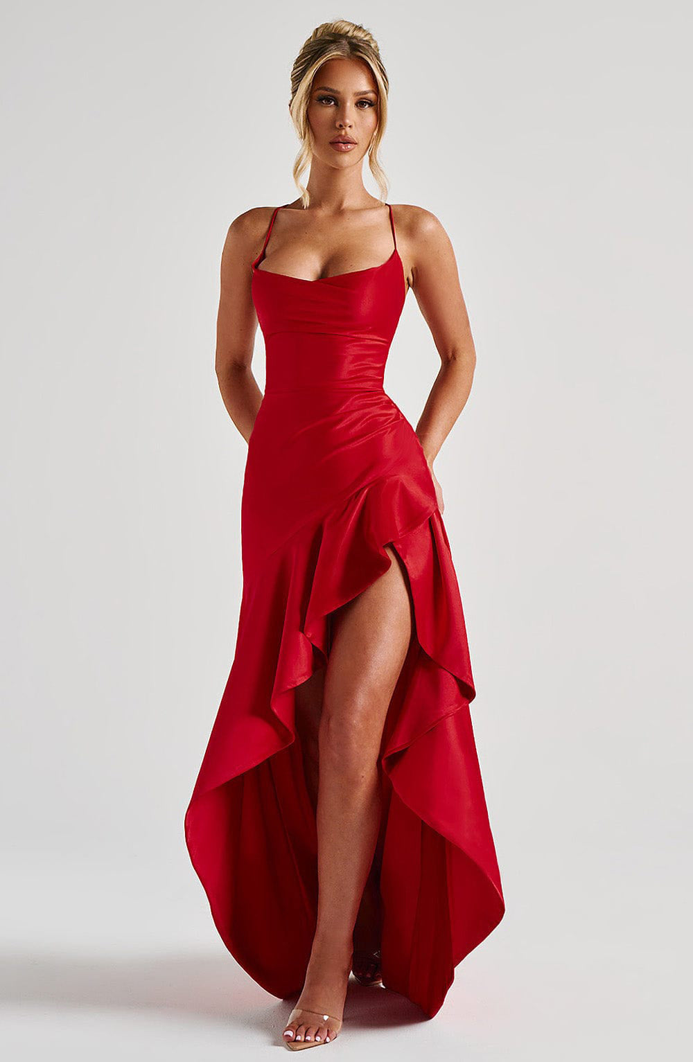 Backless Ruffles Irregular Dress Summer Fashion Evening Party Club Split Suspender Maxi Dresses Clothing