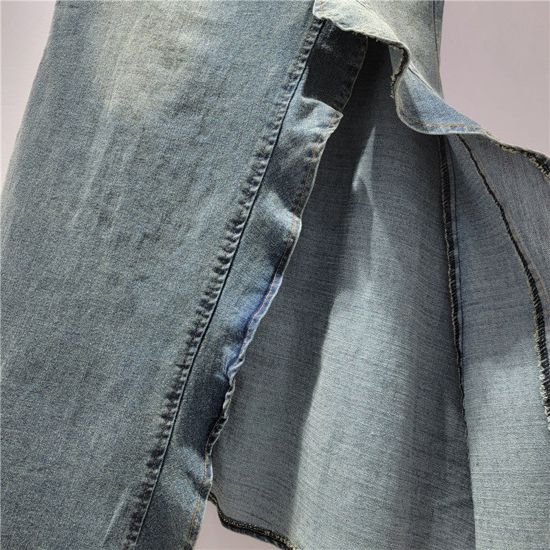 American-style Retro Irregular Denim Skirt For Women's