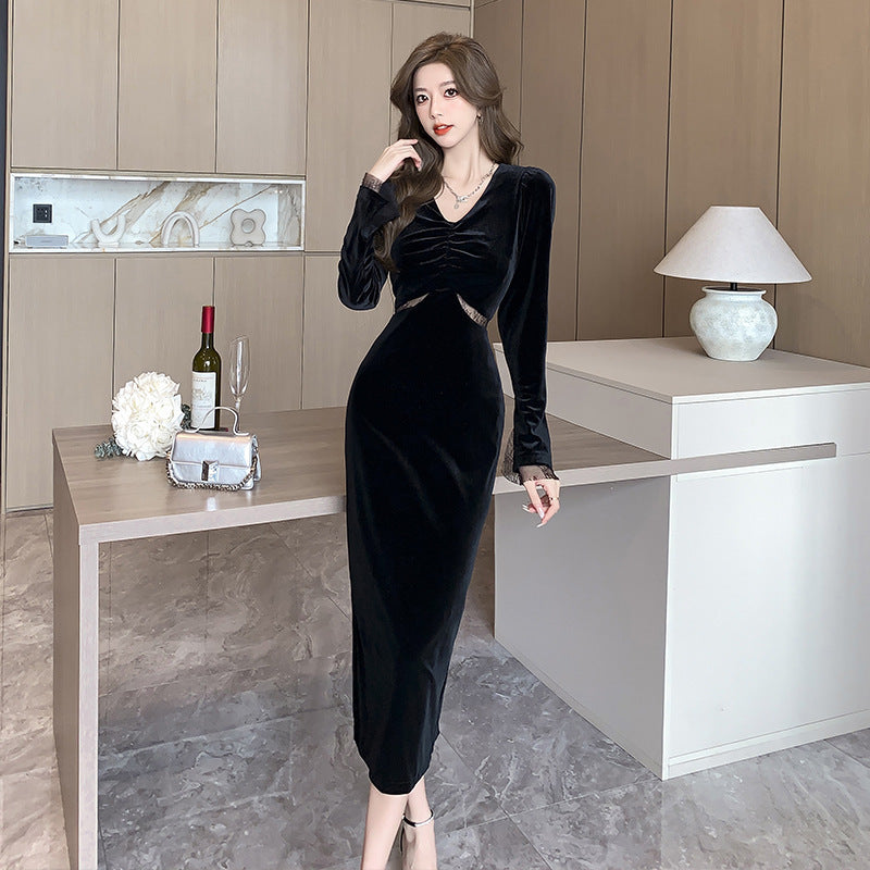 Sexy Luxurious Black High Sense Bodycon Dress For Women's