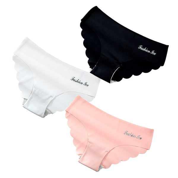 Seamless Scalloped Edge Panties - No Show Briefs for Women Panties For Women Seamless Panty Set Solid Invisible