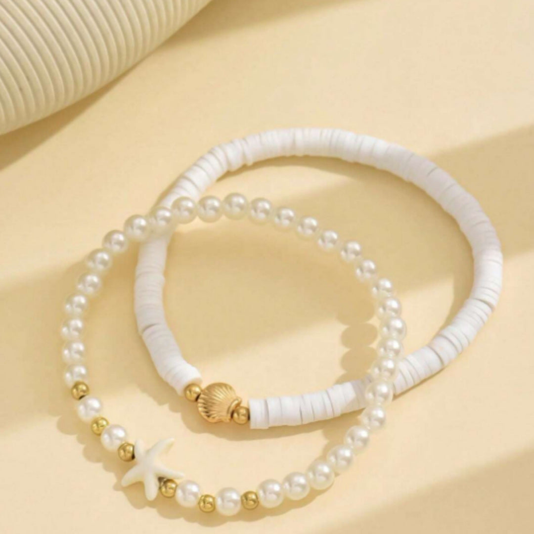 Five-pointed Star Pearl Twin Anklet For Women