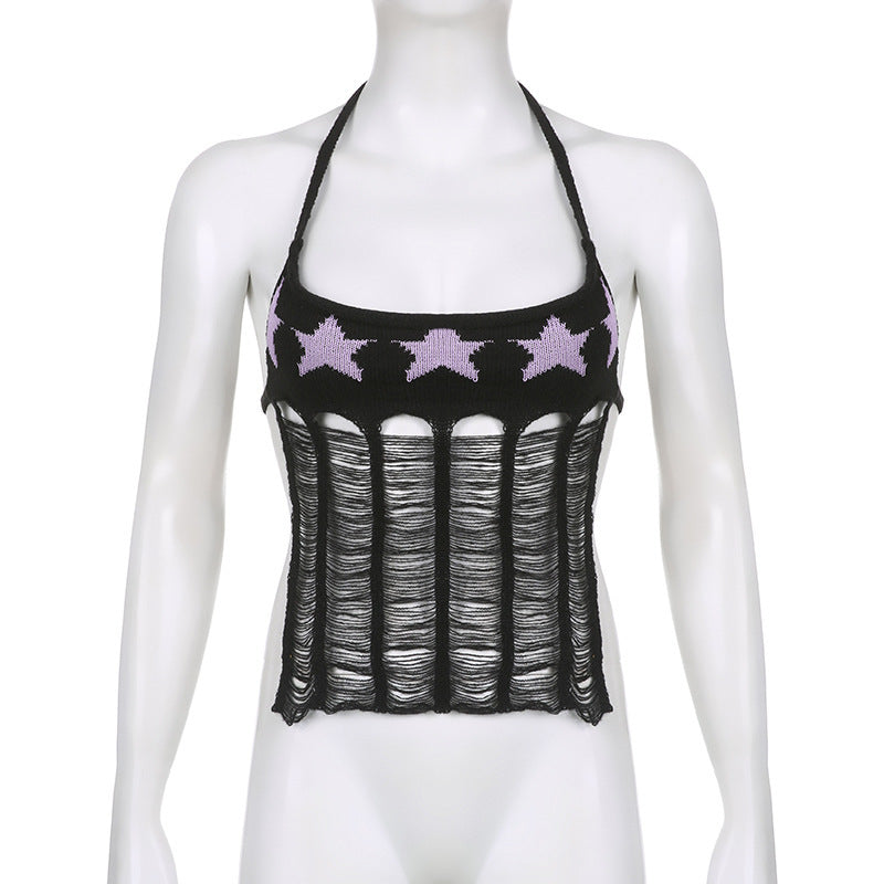 Spicy Girls Street Hip-hop Star Hollow Design Tank Top