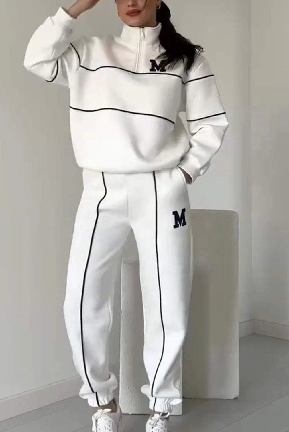 Michigan Varsity Lounge Set – Cozy Fit, Classic Edge Women's 2 Piece Outfits Lounge Hoodless Pullover Sweatshirt Sweatsuit Sets Sweatshirt Baggy Fashion Sweatpants With Pockets