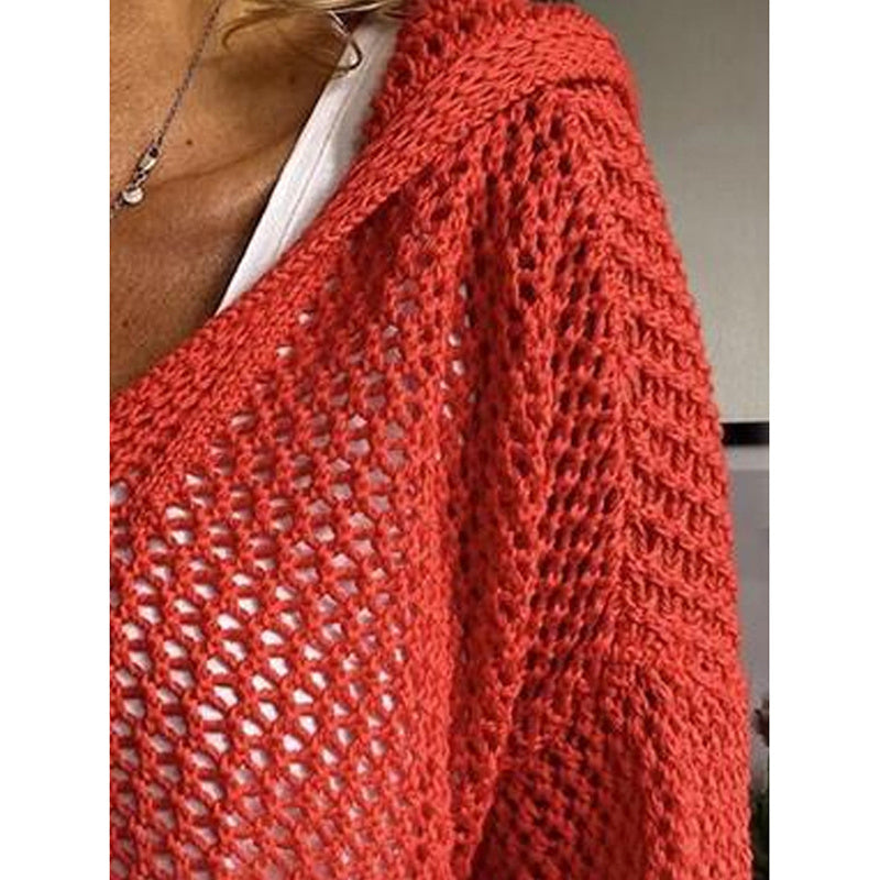 Fall Hoodies Sweater Knit V Neck Tops Casual Long Sleeve Pullover Shirts Women